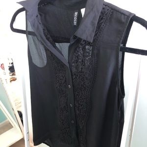 H&M black chiffon blouse, size 2